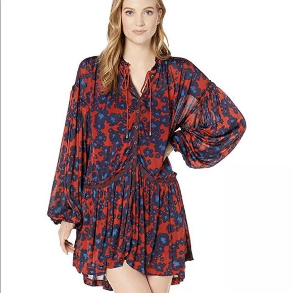 Free People Dresses & Skirts - Free People Love Letter Tunic Dress XS Red Floral